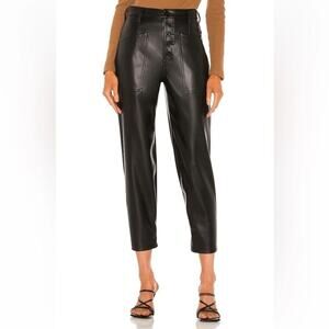 NWOT Pistola Black Tammy High Rise Trouser Vegan Faux Leather Pants Women 18W